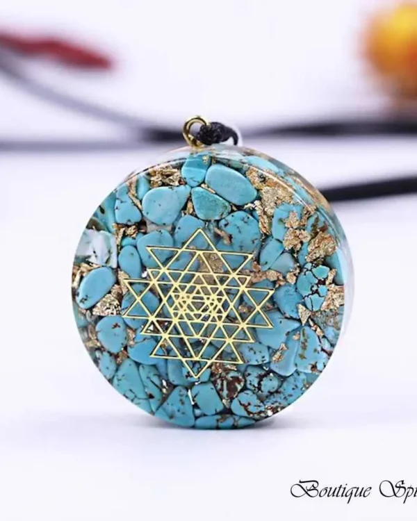 pendentif orgonite turquoise protection ancestrale