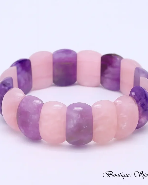 bracelet en améthyste et quartz rose