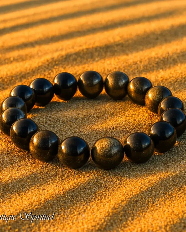 bracelet en obsidienne dorée