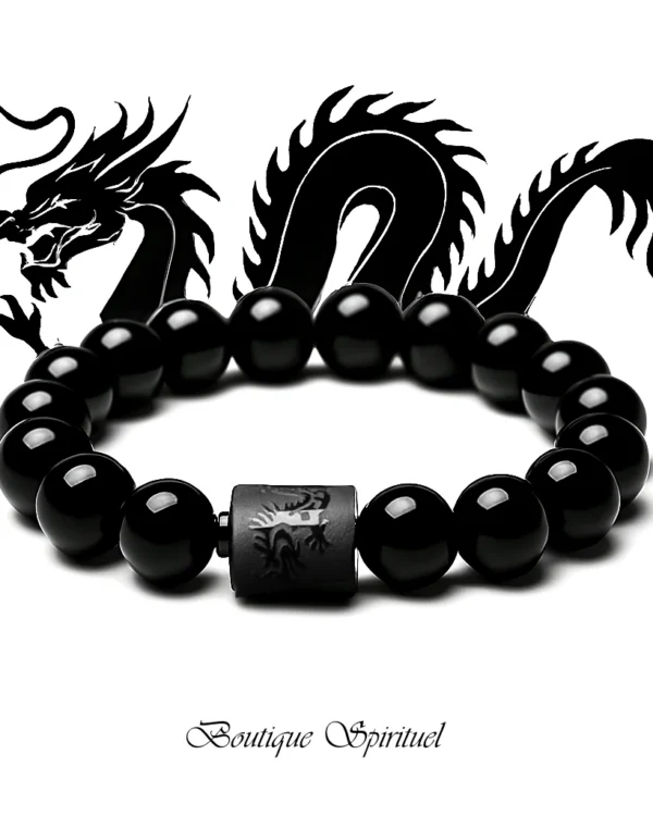 bracelet obsidienne dragon noir